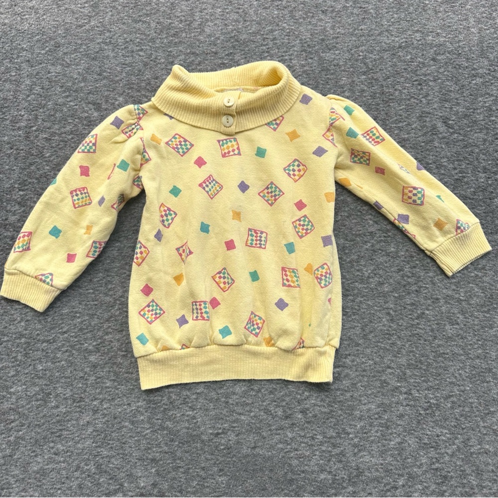 Vintage Stone Apparel Girls Mock Neck Sweatshirt Kids Size 3 Geometric 80s